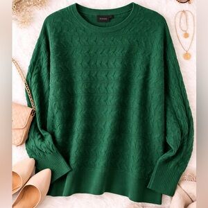 Cyrus Green Textured Cable Knit Sweater 1X New Without Tags